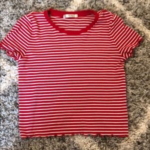 Red and white cropped top
